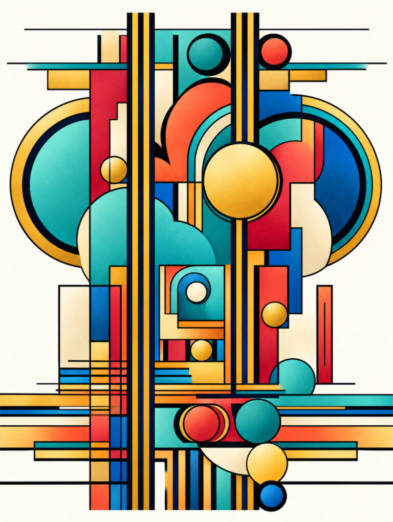 Colored mid-century modern architecture illustration