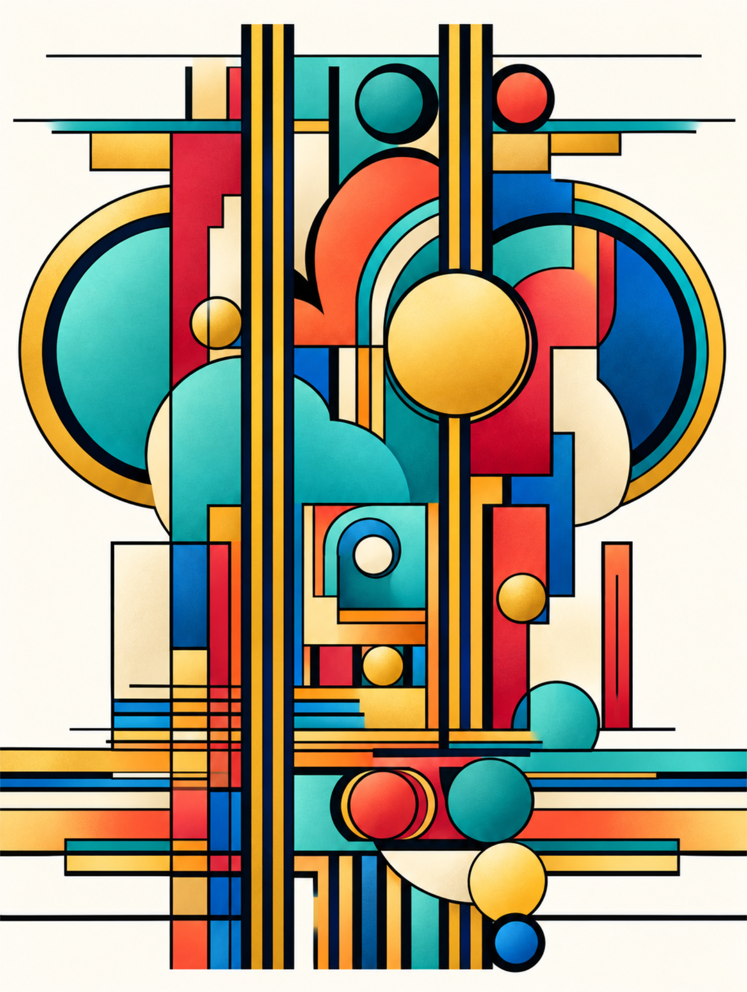 Colored mid-century modern architecture illustration